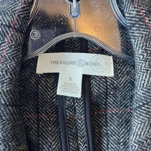 Treasure & Bond Plaid Double-breasted Blazer S Windowpane Herringbone - Picture 7 of 15